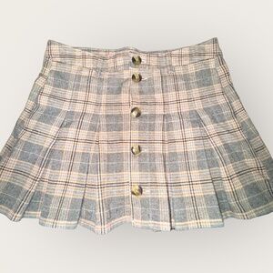 American Eagle Pleated Stylish Flared Button Down Plaid Mini Skirt Size 2